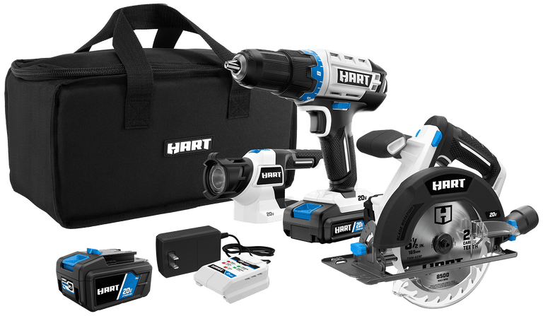 20V Cordless 3-Tool Combo Kit (1/2" Drill/Driver, 6-1/2" Circular Saw, LED Light, (1) 1.5Ah Lithium-Ion Battery, (1) 4.0Ah Lithium-Ion Battery)